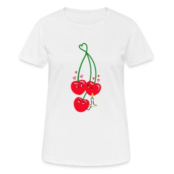 Trois cerises - T-shirt respirant Femme - blanc - Devant - AI Model Female 172 dark (172cm)