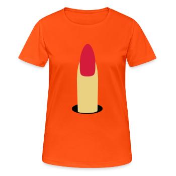 Fingernagel- Stinkefinger - Frauen T-Shirt atmungsaktiv - Neonorange - Vorne - AI Model Female 172 dark (172cm)