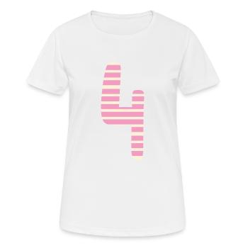 Nummer 4 - Frauen T-Shirt atmungsaktiv - Weiß - Vorne - AI Model Female 172 dark (172cm)