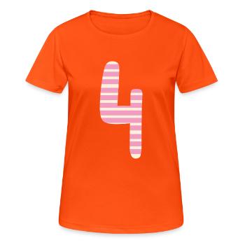 Number 4 - Women's Breathable T-Shirt - neon orange - Front - AI Model Female 172 dark (172cm)