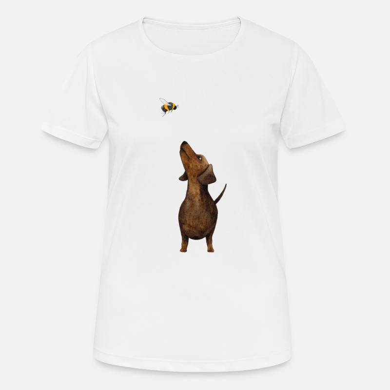 Dackel mit Hummel - Süßestes Dackel Geschenk ever! - Frauen T-Shirt atmungsaktiv - Weiß