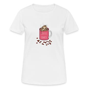 Coffee Junkie - Frauen T-Shirt atmungsaktiv - Weiß - Vorne - AI Model Female 172 dark (172cm)