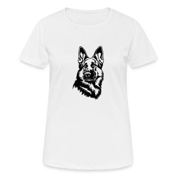 Schäferhund Hund Hundekopf - Frauen T-Shirt atmungsaktiv - Weiß - Vorne - AI Model Female 172 dark (172cm)