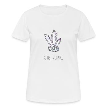 "du bist wertvoll", Spruch, Christlich - Frauen T-Shirt atmungsaktiv - Weiß - Vorne - AI Model Female 172 dark (172cm)