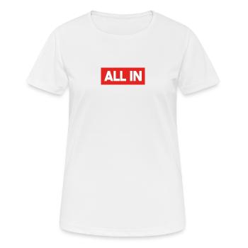 ALL IN ® | RED EDITION | FIRST DROP - Frauen T-Shirt atmungsaktiv - Weiß - Vorne - AI Model Female 172 dark (172cm)