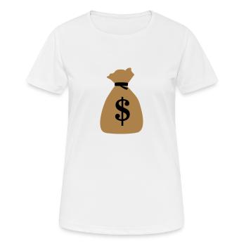 Geldsack, Sack voll Geld, Gold - Frauen T-Shirt atmungsaktiv - Weiß - Vorne - AI Model Female 172 dark (172cm)