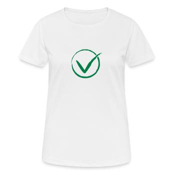Pinselstrich Haken Rund - Frauen T-Shirt atmungsaktiv - Weiß - Vorne - AI Model Female 172 dark (172cm)