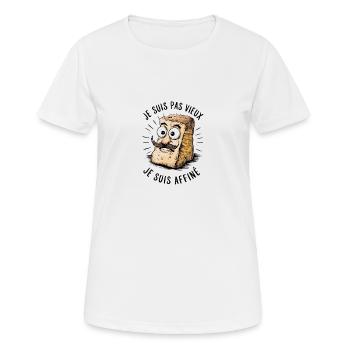 Je ne suis pas vieux je suis affiné - T-shirt respirant Femme - blanc - Devant - AI Model Female 172 dark (172cm)