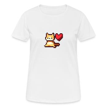 Pixelart, Chat avec cœur - T-shirt respirant Femme - blanc - Devant - AI Model Female 172 dark (172cm)