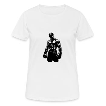Boxer im Boxkampf-Modus vintage Schattenstil - Frauen T-Shirt atmungsaktiv - Weiß - Vorne - AI Model Female 172 dark (172cm)