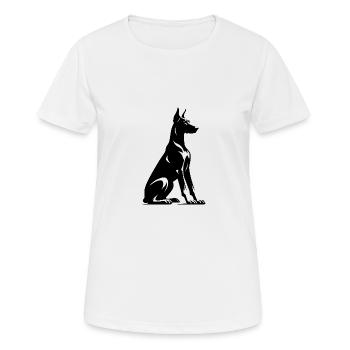 Schlichte Wachhund Dobermann Hunde Silhouette - Frauen T-Shirt atmungsaktiv - Weiß - Vorne - AI Model Female 172 dark (172cm)