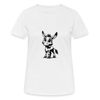 Mignon petit âne dessin au crayon - T-shirt respirant Femme - blanc - Devant - AI Model Female 172 dark (172cm)