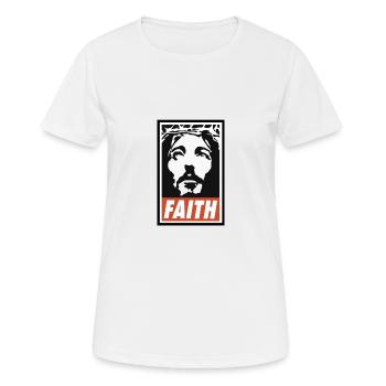 Faith black/white/red - Frauen T-Shirt atmungsaktiv - Weiß - Vorne - AI Model Female 172 dark (172cm)