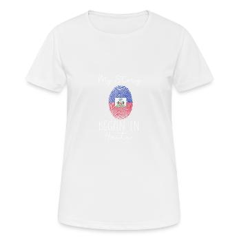 Haitian Pride Fingerprint - My Story beg - Women's Breathable T-Shirt - white - Front - AI Model Female 172 dark (172cm)
