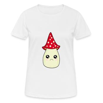 Kawaii Mushroom Toadstool cute red with face - Women's Breathable T-Shirt - white - Front - AI Model Female 172 dark (172cm)