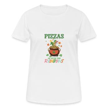 St. Patricks Day Pizzen sind besser als Regenbögen - Frauen T-Shirt atmungsaktiv - Weiß - Vorne - AI Model Female 172 dark (172cm)
