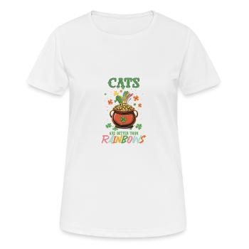 St. Patricks Day Katzen sind besser als Regenbögen - Frauen T-Shirt atmungsaktiv - Weiß - Vorne - AI Model Female 172 dark (172cm)