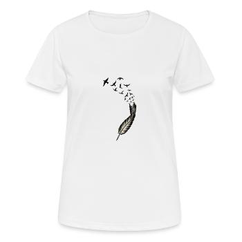 feder mit vögel - Frauen T-Shirt atmungsaktiv - Weiß - Vorne - AI Model Female 172 dark (172cm)