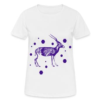 Chevreuils - Fauve - Nature - Forêt - T-shirt respirant Femme - blanc - Devant - AI Model Female 172 dark (172cm)