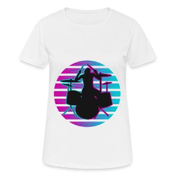 Schlagzeug Schlagzeuger Neon - Frauen T-Shirt atmungsaktiv - Weiß - Vorne - AI Model Female 172 dark (172cm)