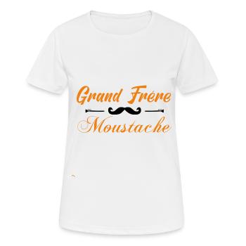 grand frère moustache, Idée cadeau d'élégance. - T-shirt respirant Femme - blanc - Devant - AI Model Female 172 dark (172cm)