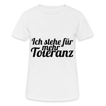 Ich stehe fuer mehr Toleranz - Frauen T-Shirt atmungsaktiv - Weiß - Vorne - AI Model Female 172 dark (172cm)