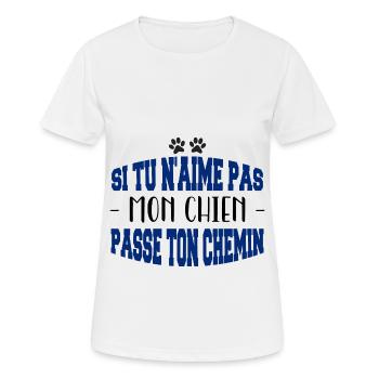 Si tu n’aimes pas mon chien - T-shirt respirant Femme - blanc - Devant - AI Model Female 172 dark (172cm)