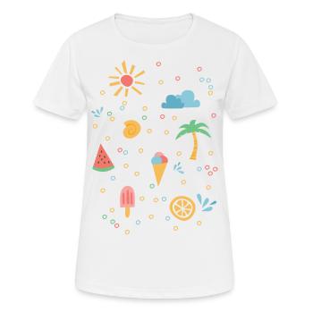 Sommer - Frauen T-Shirt atmungsaktiv - Weiß - Vorne - AI Model Female 172 dark (172cm)