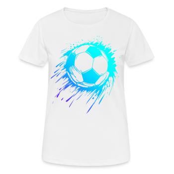 Blauer Fußball Männer Fußball Jungen Fußball - Frauen T-Shirt atmungsaktiv - Weiß - Vorne - AI Model Female 172 dark (172cm)