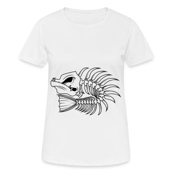 arêtes de poisson pêcheur piranha - T-shirt respirant Femme - blanc - Devant - AI Model Female 172 dark (172cm)