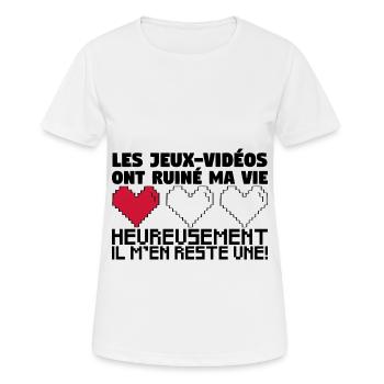 Les Jeux-Vidéos ont ruiné ma vie. - T-shirt respirant Femme - blanc - Devant - AI Model Female 172 dark (172cm)
