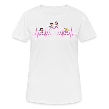 Heartbeat heart children love educator profession pink - Women's Breathable T-Shirt - white - Front - AI Model Female 172 dark (172cm)