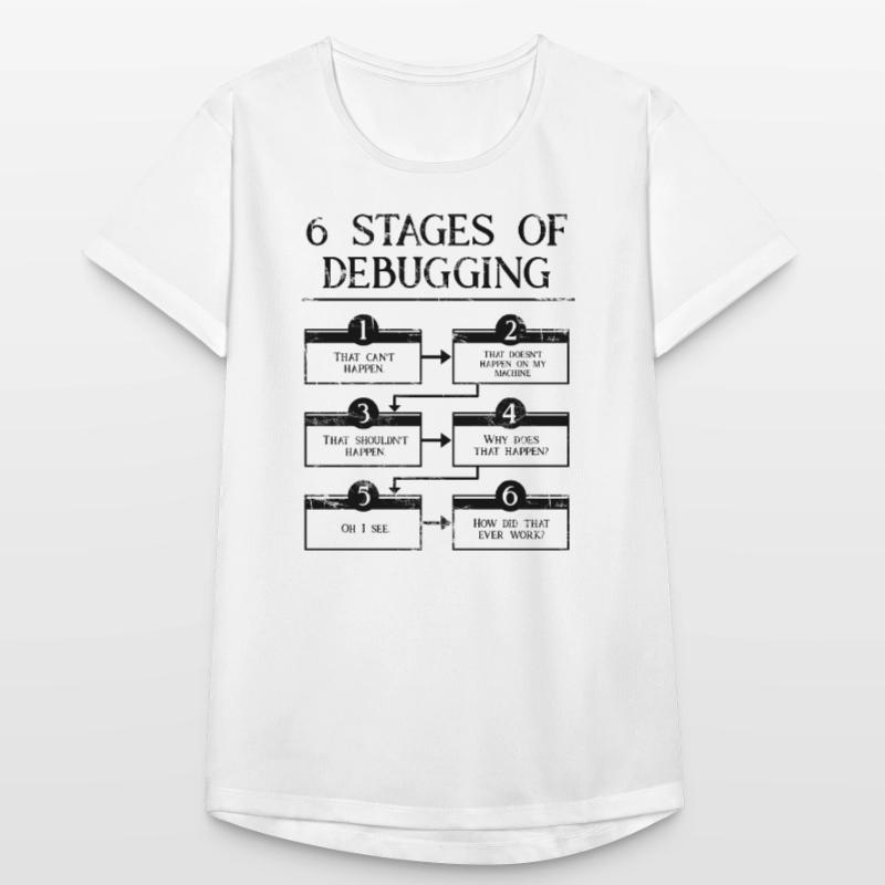 6 Schritte zum Debuggen der Computerprogrammiercodierung Frauen T-Shirt atmungsaktiv
