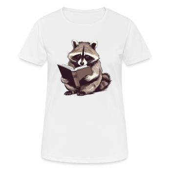 Lesender Waschbär mit Buch - Frauen T-Shirt atmungsaktiv - Weiß - Vorne - AI Model Female 172 dark (172cm)