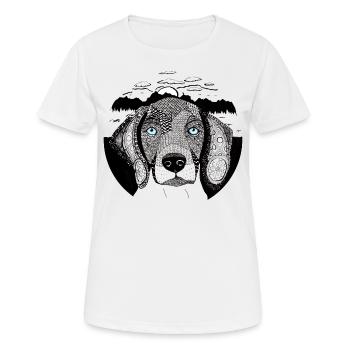Hund Portrait Zentangle - Frauen T-Shirt atmungsaktiv - Weiß - Vorne - AI Model Female 172 dark (172cm)
