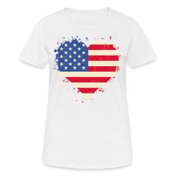 Veteran Herz USA - Frauen T-Shirt atmungsaktiv - Weiß - Vorne - AI Model Female 172 dark (172cm)