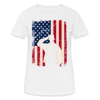 Veteran - Frauen T-Shirt atmungsaktiv - Weiß - Vorne - AI Model Female 172 dark (172cm)