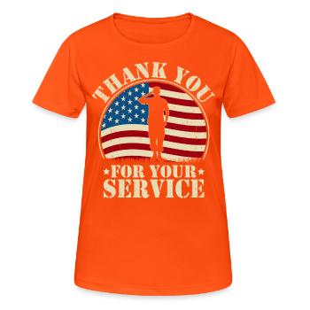 Merci pour votre service - T-shirt respirant Femme - orange néon - Devant - AI Model Female 172 dark (172cm)