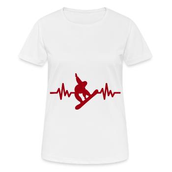Heartbeat Snowboard - Sports d’hiver Piste de neige - T-shirt respirant Femme - blanc - Devant - AI Model Female 172 dark (172cm)