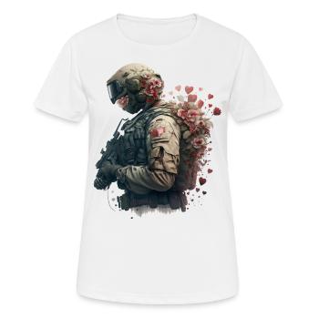Soldat avec des fleurs - T-shirt respirant Femme - blanc - Devant - AI Model Female 172 dark (172cm)