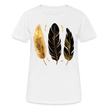 Plumes dorées - T-shirt respirant Femme - blanc - Devant - AI Model Female 172 dark (172cm)