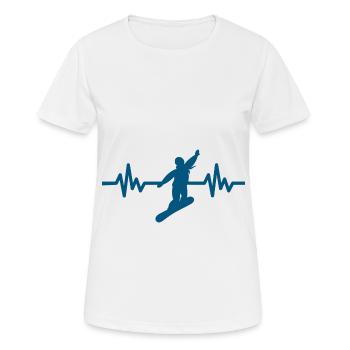 Heartbeat Snowboard - Sports d’hiver Piste de neige - T-shirt respirant Femme - blanc - Devant - AI Model Female 172 dark (172cm)