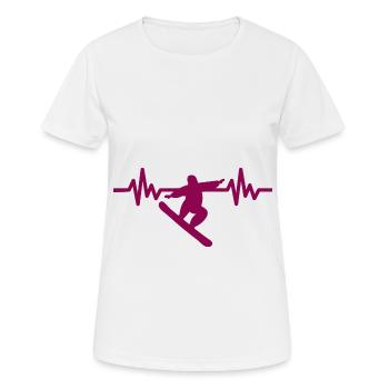 Heartbeat Snowboard - Sports d’hiver Piste de neige - T-shirt respirant Femme - blanc - Devant - AI Model Female 172 dark (172cm)