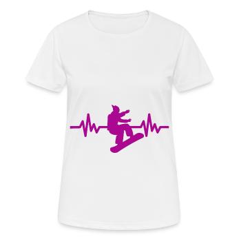 Heartbeat Snowboard - Sports d’hiver Piste de neige - T-shirt respirant Femme - blanc - Devant - AI Model Female 172 dark (172cm)