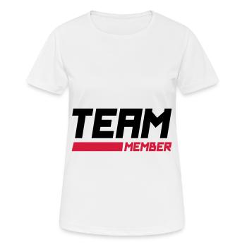membre de l’équipe - T-shirt respirant Femme - blanc - Devant - AI Model Female 172 dark (172cm)