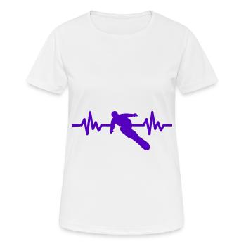 Heartbeat Snowboard - Sports d’hiver Piste de neige - T-shirt respirant Femme - blanc - Devant - AI Model Female 172 dark (172cm)