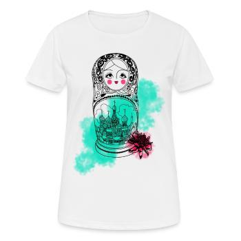 Matroschka - Frauen T-Shirt atmungsaktiv - Weiß - Vorne - AI Model Female 172 dark (172cm)