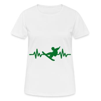 Heartbeat Snowboard - Sports d’hiver Piste de neige - T-shirt respirant Femme - blanc - Devant - AI Model Female 172 dark (172cm)