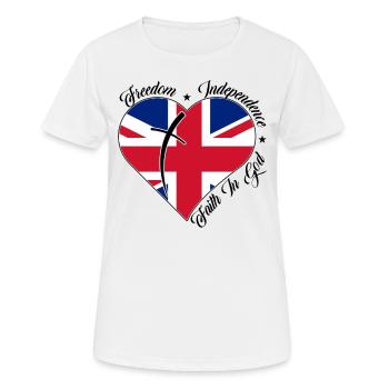 Freiheit Glaube An Gott - England - Frauen T-Shirt atmungsaktiv - Weiß - Vorne - AI Model Female 172 dark (172cm)