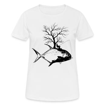 Grafikbaum - Fischgenehmigung - Frauen T-Shirt atmungsaktiv - Weiß - Vorne - AI Model Female 172 dark (172cm)